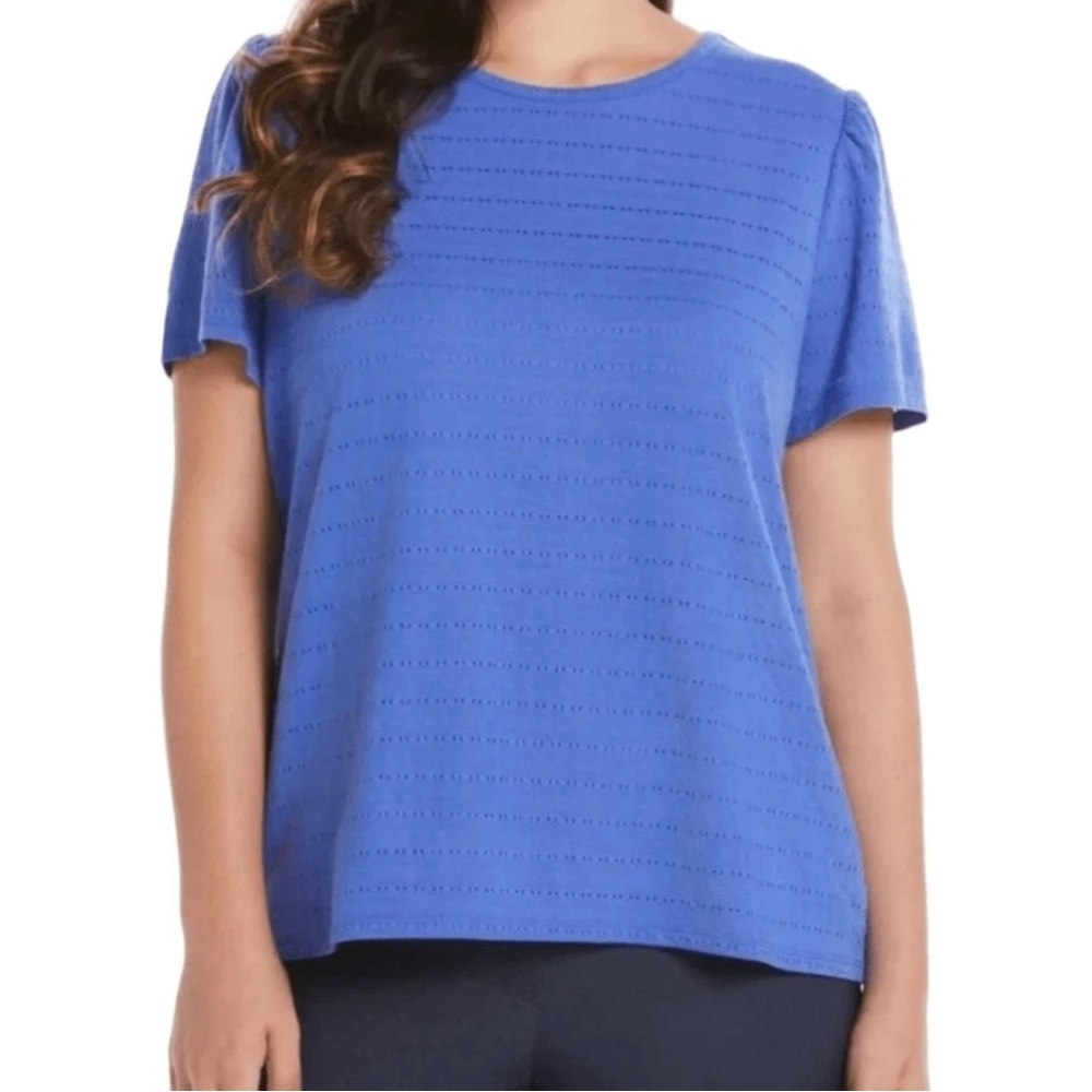NWT Rafaela‎ Women’s Short Sleeve Eyelet Style Shirt With Liner Royal Blue Sz XL